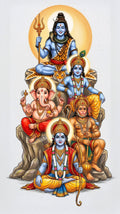 Hindu Gods Family Poster | Shiva Krishna Rama Hanuman Ganesha Wall Art | Spiritual Home Decor #5