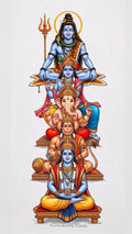 Hindu Gods Family Poster | Shiva Krishna Rama Hanuman Ganesha Wall Art | Spiritual Home Decor #6