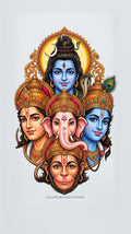 Hindu Gods Family Poster | Shiva Krishna Rama Hanuman Ganesha Wall Art | Spiritual Home Decor #3