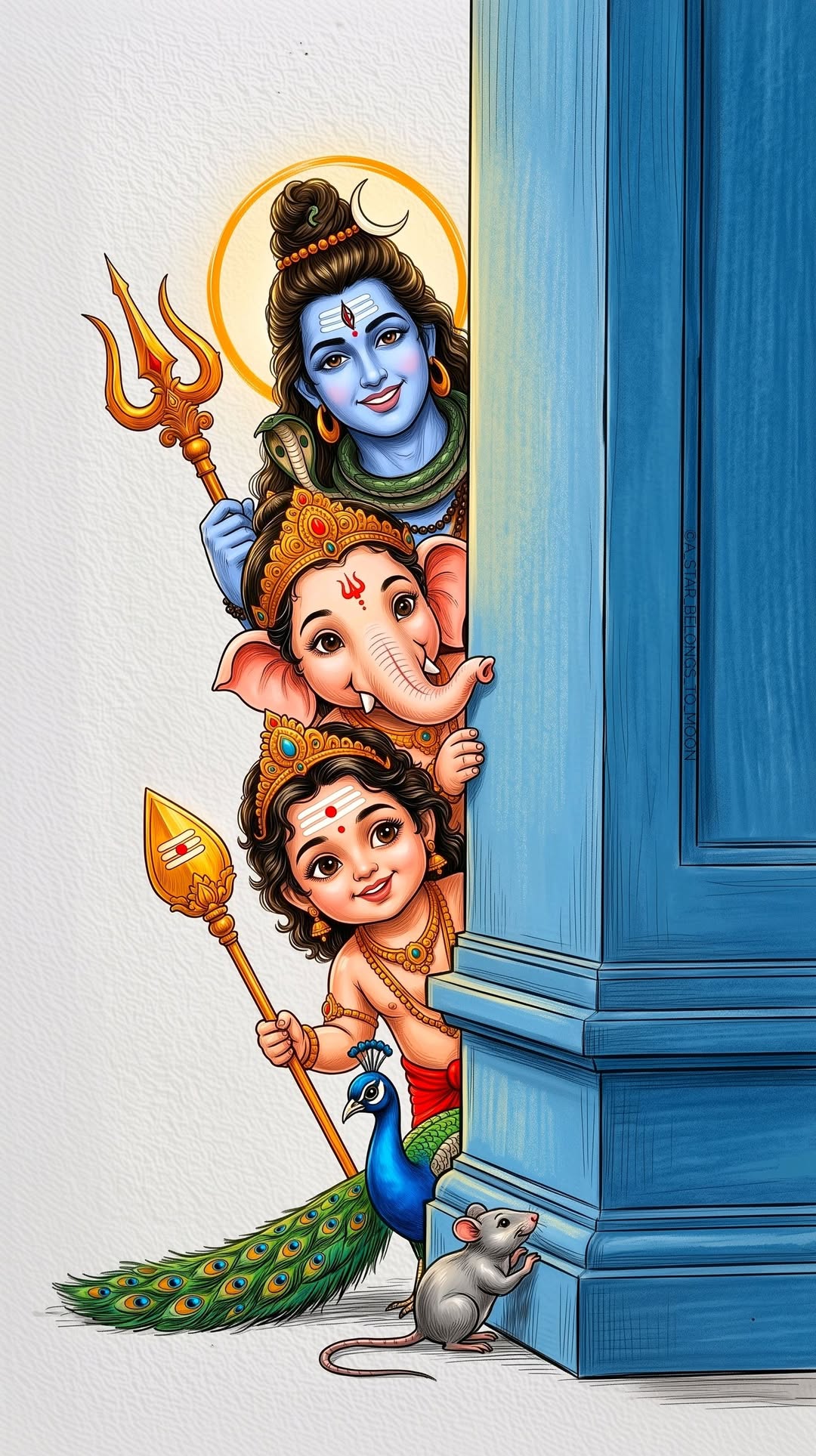 Hindu Gods Family Poster | Shiva Krishna Rama Hanuman Ganesha Wall Art | Spiritual Home Decor #7