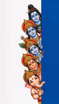 Hindu Gods Family Poster | Shiva Krishna Rama Hanuman Ganesha Wall Art | Spiritual Home Decor #1