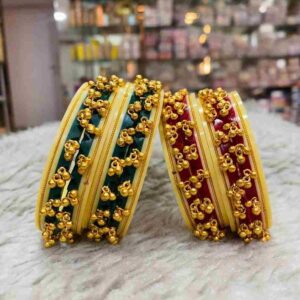 Antique Gugri Chudi Set – Traditional Red & Green