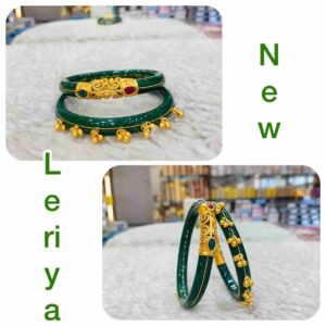 New Leriya Chudi – Elegant Green & Golden Traditional Bangles